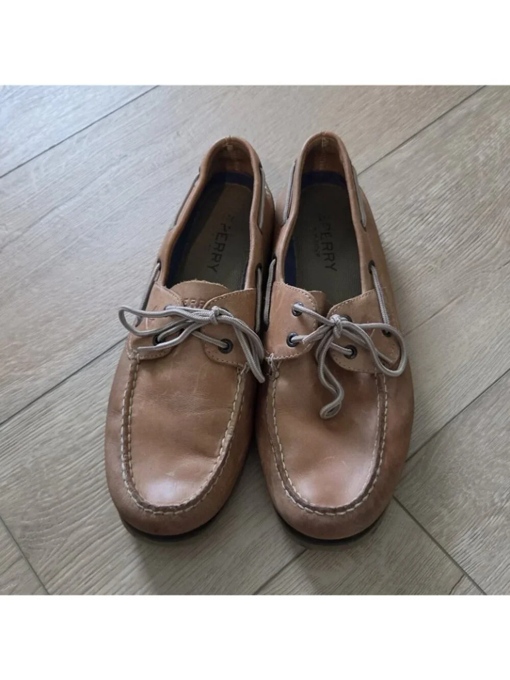 Sperry Top Sider Loafers Sahara 2-Eye Boat Shoes Tan Leather Mens Size 13